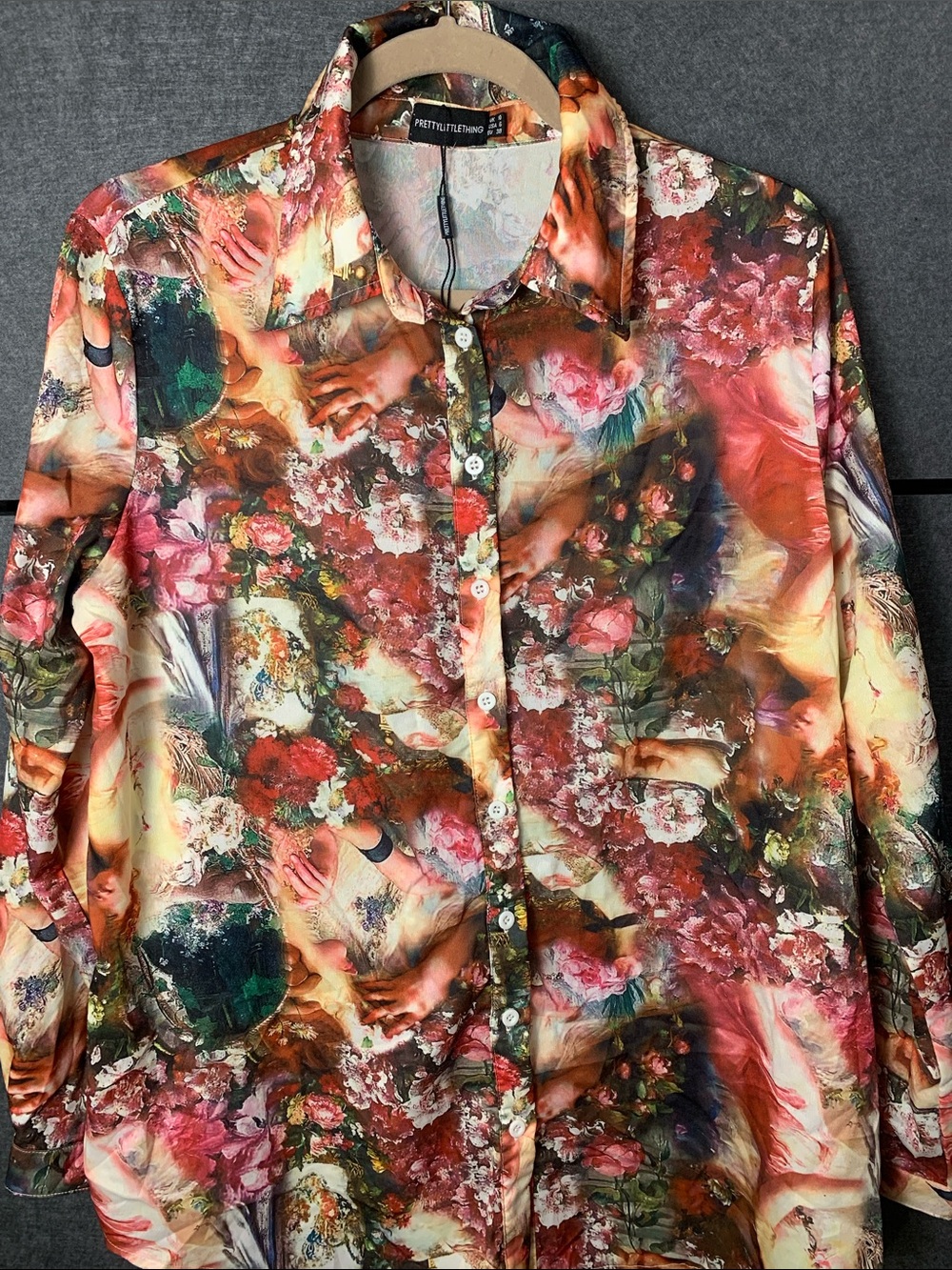 PrettyLittleThing Multicolor Floral Print Button-Down Shirt